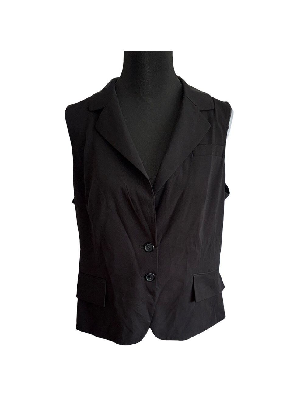 Worthington Black Sleeveless Blazer Vest Work Office Career Size 16